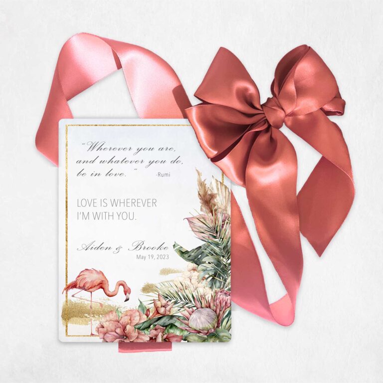 Pink flamingo metal wedding invitation deluxe luxury invitation suites