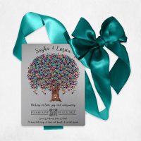Metal wedding invitation Modern Tree design #INV-11104