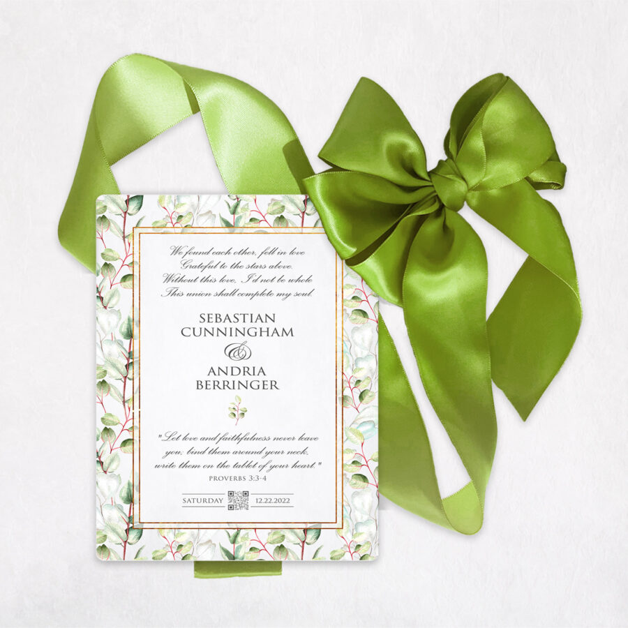 Metal wedding invitation Modern Greenery design #INV-11105