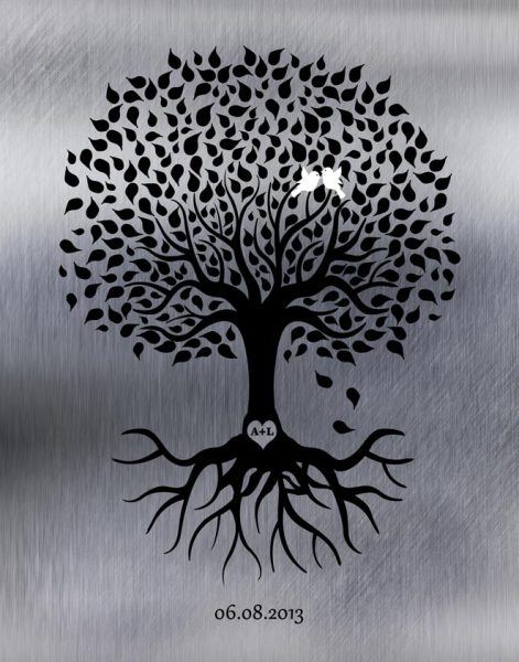Metal Art Plaque. 10th Anniversary Gift Silhouette Tree #1372. Personalized 10th anniversary gift for Adam B.