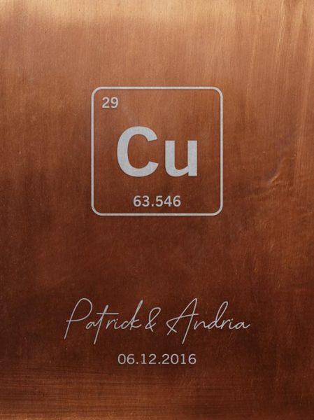 Metal Art Plaque. Copper Element Anniversary Gift #1914. Personalized copper anniversary gift for Andria C.