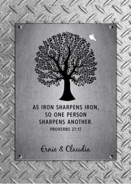 Paper. 6th Anniversary Iron Sharpens Iron Proverbs Gift Plaque #1901. Personalized 6th anniversary gift for Claudia M.