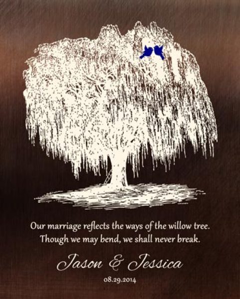 Canvas Print. 9th Anniversary Willow Tree on Bronze Gift for Wife #1380. Personalized willow anniversary gift for Jason G.