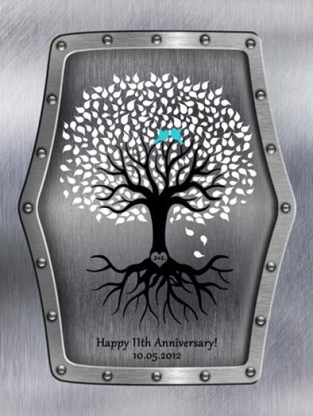 Personalized 11th anniversary gift Metal Art Plaque