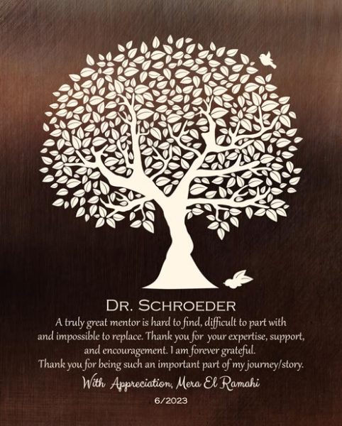 Paper Print. Tree on Bronze Gift for Mentor #1392. Personalized end of semester gift for Mera E.