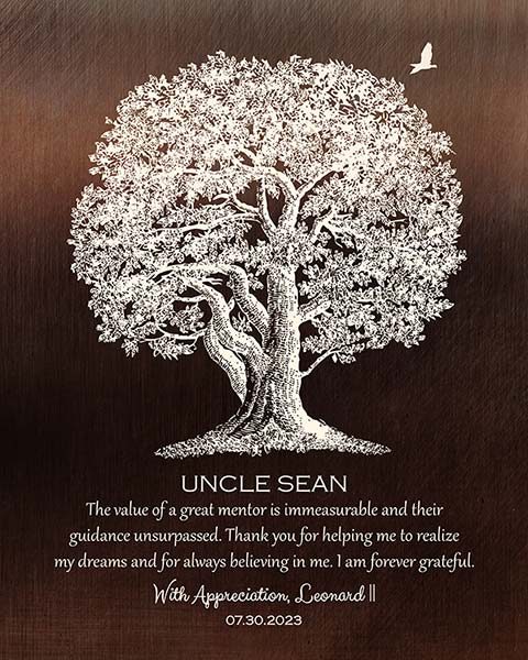 Paper. Appreciation Gift for Mentor Large Oak Tree #1380. Personalized end of internship gift for Sean C.