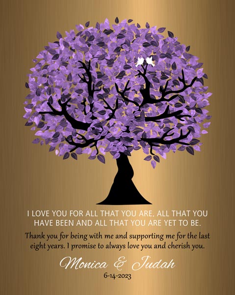 Read more about the article 8th Anniversary Purple Tree on Brass Gift #1481 – Print for Judah H