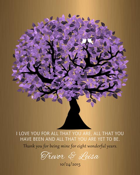 Read more about the article Purple Tree on Brass Plaque 8th Anniversary Gift for Couple #1481 – Print for Trevor B